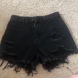 Black denim shorts